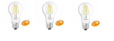 3x OSRAM LED Lampe Filament E27 7W=60W warmweiß glow dimmbar EEK: F(Spektrum A-G)