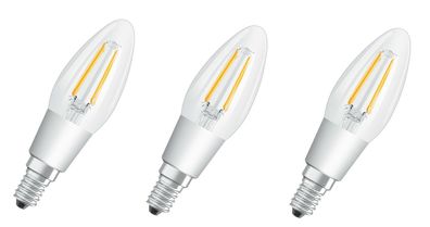 3x Osram LED Kerze GLOW DIM E14 4,5W=40W warmweiß dimmbar EEK: F (Spektrum A-G)