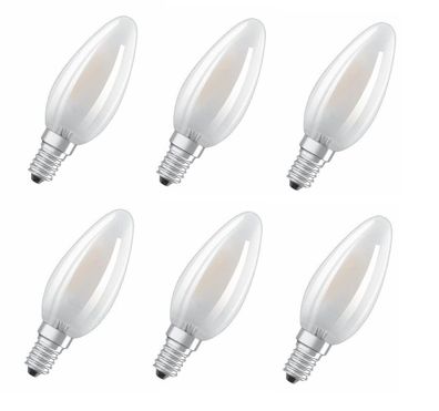 6x Osram LED Star Classic B 25 Kerze kaltweiß 4W=40W E14 EEK: F (Spektrum A-G)