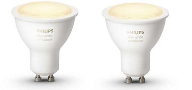 2x Philips Hue Zigbee White Ambiance 5.5W GU10 Spot EEK: F (Spektrum A-G)