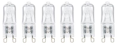 6x MüllerLicht Halogen PIN G9 20W 220V warmweiß dimmbar EEK: G (Spektrum A-G)