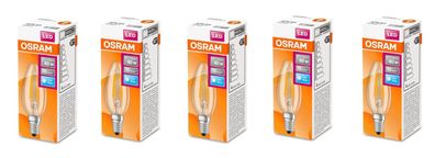 5x Osram LED Star Classic Kerze kaltweiß 4W = 40W 470lm E14 EEK: F (Spektrum A-G)