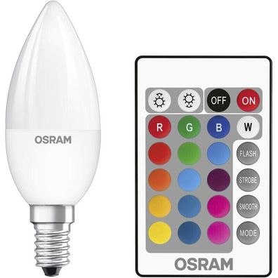 OSRAM LED Kerze E14 dimmbar + Fernbedienung 4,5W = 25W RGBW EEK: F (Spektrum A-G)