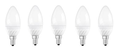 5x Osram LED STAR Classic B 20 Kerze E14 3W=20W gedreht EEK: G (Spektrum A-G)