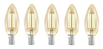 5x EGLO Vintage LED Kerze gold E14 4W = 22W extra warmweiß EEK: F (Spektrum A-G)