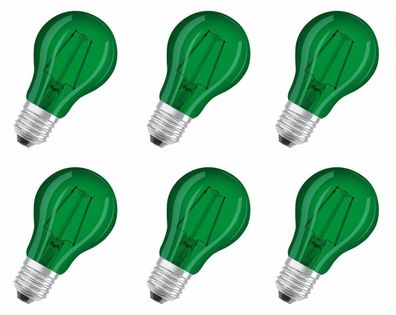 6x OSRAM LED Lampe Decor E27 grün green 2W 45lm EEK: F (Spektrum A-G)