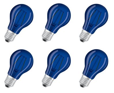 6x OSRAM LED Lampe Decor E27 blau blue 2W 10lm EEK: F (Spektrum A-G)