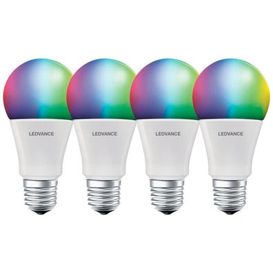 4x Ledvance smarte LED-Lampen RGBW Bluetooth E27 60W EEK: F (Spektrum A bis G)