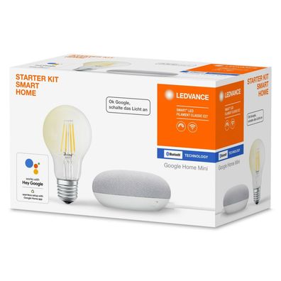 Google Home Mini Sprachassistent & smarte LED Lampe Bluetooth EEK: F (Spektr A-G)