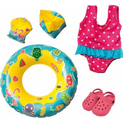 Heless 88 - Swim Set For Dolls, Swimsuit, Clogs, Swim Ring And Wings With
