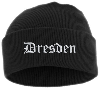 Dresden Umschlagmütze - Altdeutsch - Bestickt - Mütze mit breitem Umschl...