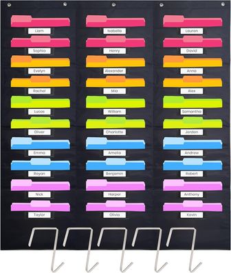 Heavy Duty Storage Pocket Chart für Klassenzimmer mit 30 Nametag Taschen, 5 Overdo...