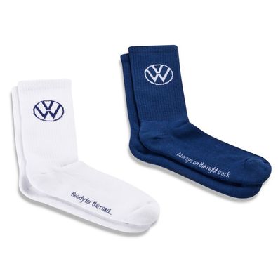 Original VW Socken Sportsocken Tennissocken Größe 43-45 weiß/ blau 3A3084361A