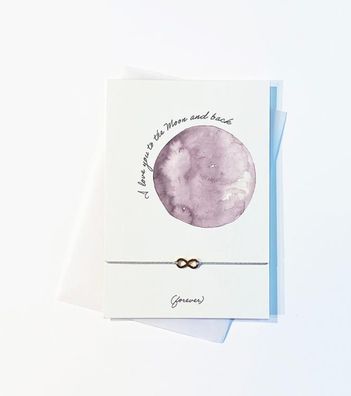 Armband-Karte, I love you to the moon, Anhänger 18K vergoldet, B010 1 Set
