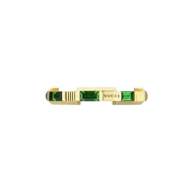 Gucci – YBC662256002 – Link to Love Ring aus 18 Karat Gelbgold und grünem Turmalin