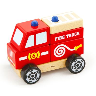 Viga 50203 Kinder Feuerwehr Auto aus Holz