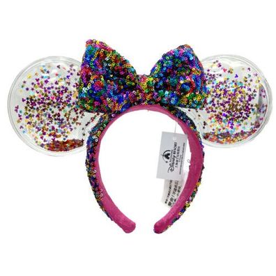 Disney Parks Minnie Ohren Lila Herz Pailletten Schleifen Exklusives Stirnband