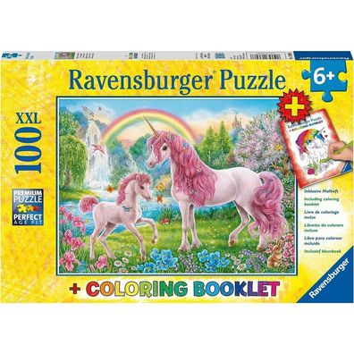 Ravensburger Puzzle Magic Unicorns XXL 100 Teile + Malbuch
