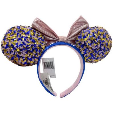 Rare Mickey Disney-Parks Orange Bow Sequin Ears Halloween Plaid Headband DE