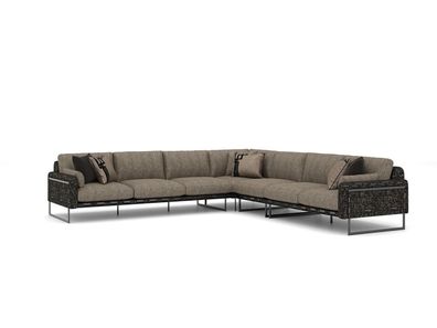 Braun Großes Sofa Wohnzimmer Ecksofa L-Form Couch Luxus Garnitur Neu