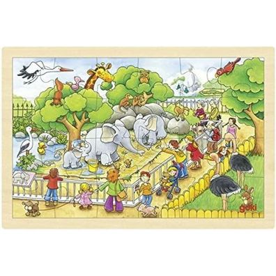 GOKI Holzpuzzle Zoo-Besuch 24 Teile