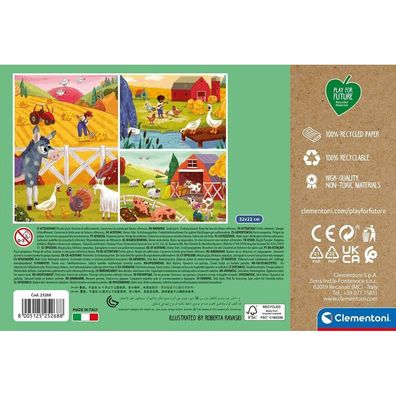 Clementoni Play For Future Puzzle Tiere auf dem Bauernhof 3x48 Teile