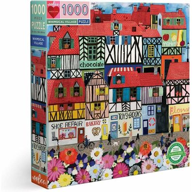 EEBOO Quadratisches Puzzle Malerisches Dorf 1000 Teile