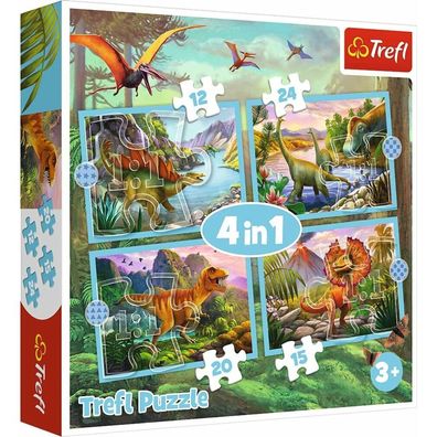 TREFL Puzzle Einzigartige Dinosaurier 4in1 (12,15,20,24 Teile)