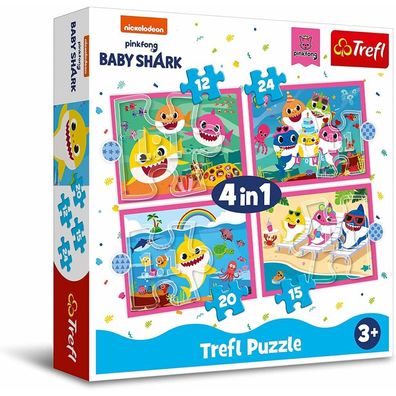 TREFL Puzzle Baby Hai: Familie 4in1 (12,15,20,24 Teile)