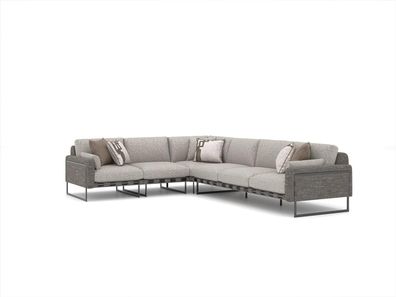 Sofa Couch Grau Polstermöbel Ecksofa L-Form Garnitur Einrichtung Wohnzimmer