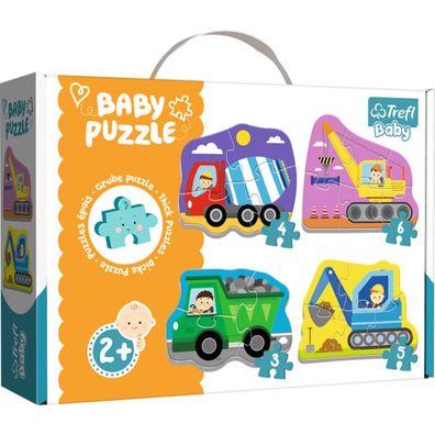 TREFL Baby-Puzzle Fahrzeuge auf dem Bau 4in1 (3,4,5,6 Teile)