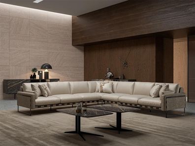Luxus Ecksofa Couch Wohnzimmer Sofa Polster Sitz L Form Garnitur 2x Couchtisch