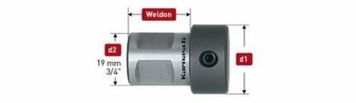 Adapter Weldon 19 mm (3/4"] für Spiral - Bohrer