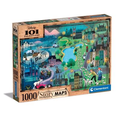 Clementoni 39665 - 1000 Teile Puzzle - 101 Dalmatiner - Disney Maps