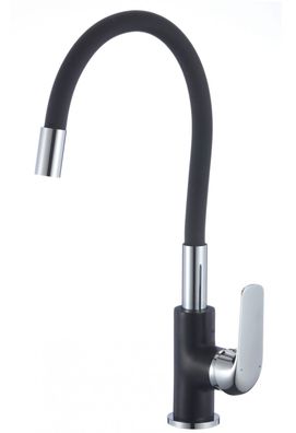 Spültischarmatur FLEX BLACK, Küchenarmatur mit flexiblem Auslauf, schwarz/ chrom