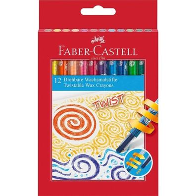 Faber-Castell 120003 - Drehbare Wachsmalkreiden, 12er Kartonetui