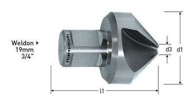 HSS-XE Kegelsenker 90° mit Weldonschaft, unbeschichtet 3-Schneiden, 30 mm