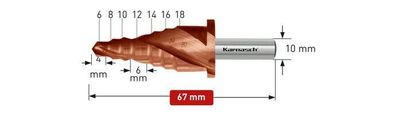 HSS-XE + Titan-Tec beschichteter Stufenbohrer für Leitplankenmontage, 6-18 mm