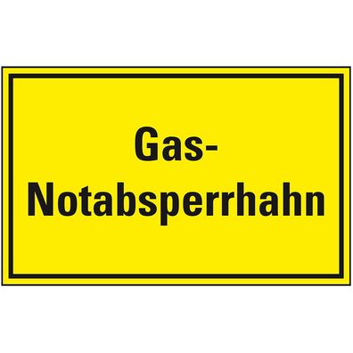 Hinweisschild Gas-Notabsperrhahn, Kunststoff, 300x200mm