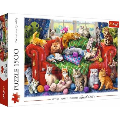 TREFL Puzzle Katzen auf dem Sofa 1500 Teile