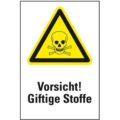 Warn-Schild Vorsicht! Giftige Stoffe, praxisbewährt, Folie, 200x300mm