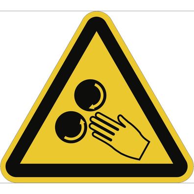 Warnung vor rotierenden Walzen, Symbolschild