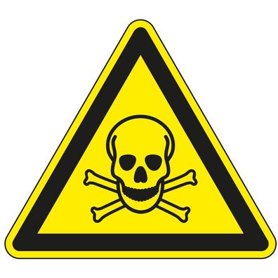 Warnschild Warnung vor giftigen Stoffen, ASR/ ISO, Kunststoff, SL 200mm