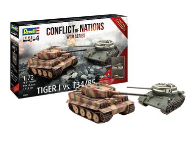 Revell Tiger I Geschenkset T34/85 Conflict Panzer in 1:72 Revell 05655 Bausatz