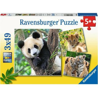 Kinderpuzzle Panda, Tiger und Löwe (3x 49 Teile)