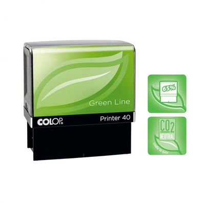 COLOP Stempel Printer IQ 40 Green Line mit individueller Textplatte/ Logo Textstempel