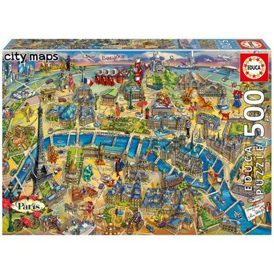 Educa Puzzle 9218452 - Paris Map - 500 Teile Puzzle