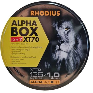 Rhodius Extradünne Trennscheiben 125mm XT-70 Aktionsbox 10 + 2 Scheiben Stahl Edel