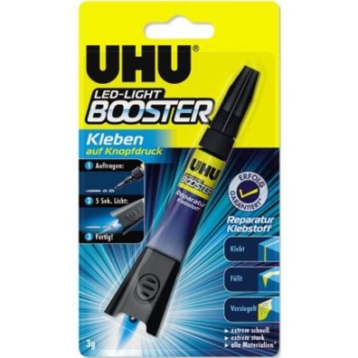 Reparaturklebstoff UHU LED-Light Booster 3g inkl. LED-Lampe und Batterien