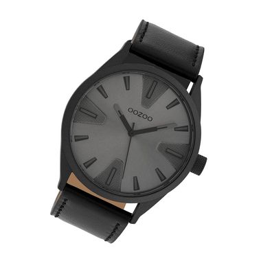 Oozoo Leder Herren Uhr C10024 Analog Quarz-Uhr schwarz Timepieces UOC10024